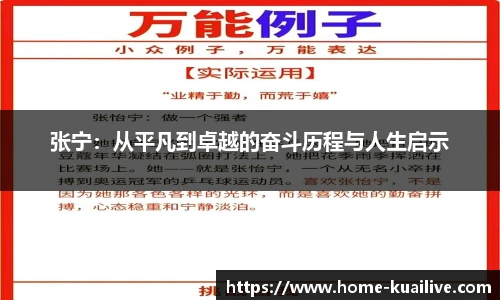 张宁：从平凡到卓越的奋斗历程与人生启示